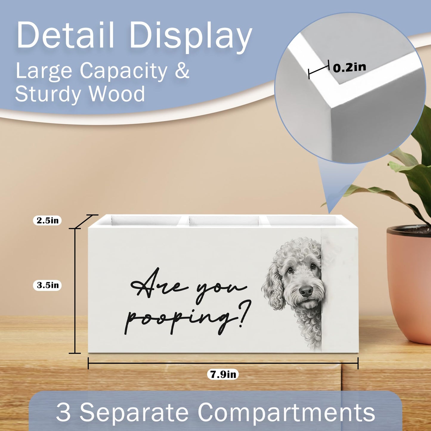 laveliabel Goldendoodle Gifts Pen Pencil Holder for Desk, Dog Lover Gifts for Women, Dog Bathroom Decor, Funny Goldendoodle Wooden Desk Pen Pencil Holder Organizer for Home Bathroom Decor