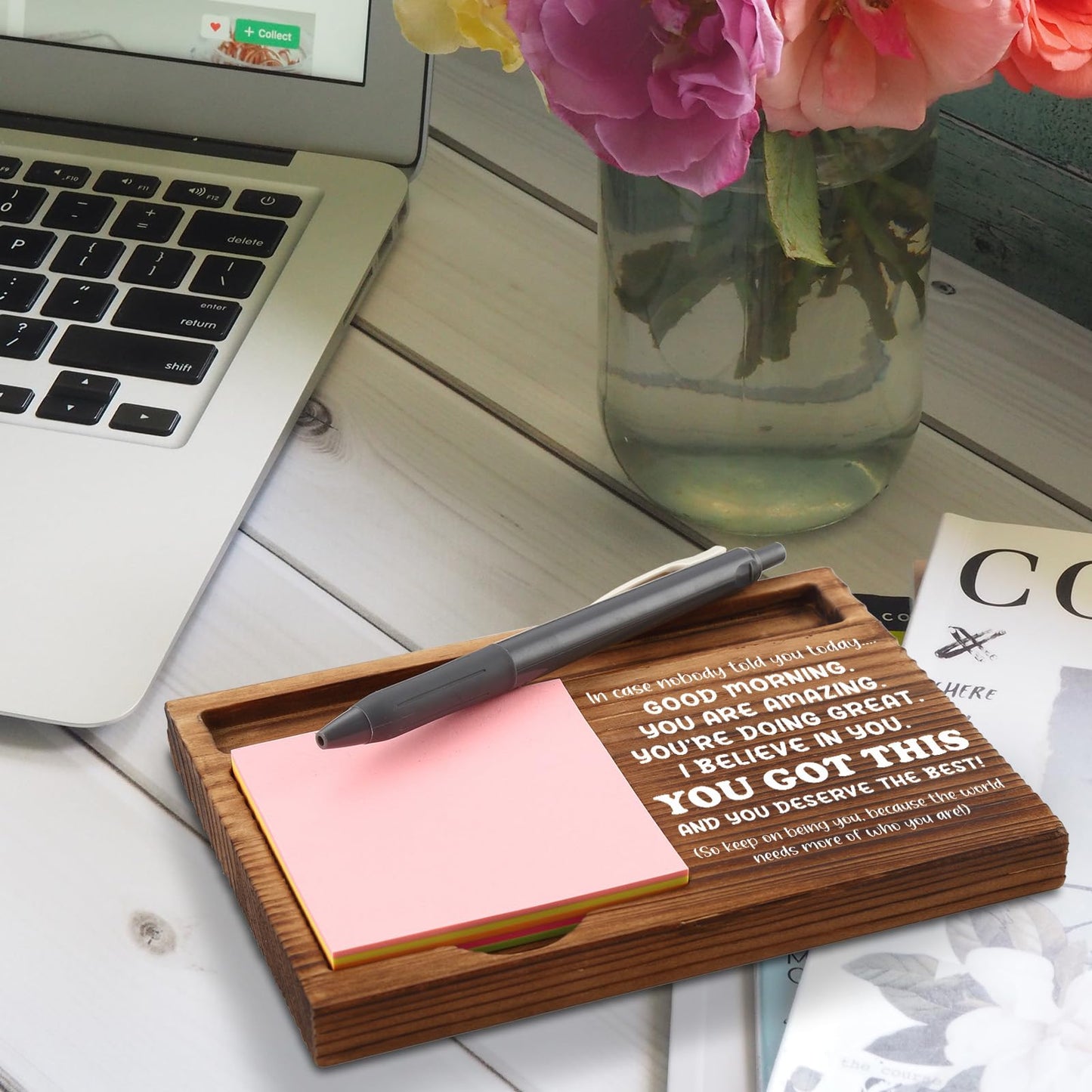 Appreciation Sticky Note Holder, Inspirational Thank You Appreciation Quote Gifts for Leader Boss Women Mentor Coach Manager Employee Coworker Self-Stick Note Pad Holders ZSS19