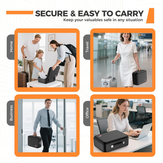 EDMUED Fireproof Document Box with Combination Lock, Fireproof Water Resistant Hard Case Safe Box for Important Documents Certificates Laptop Passports