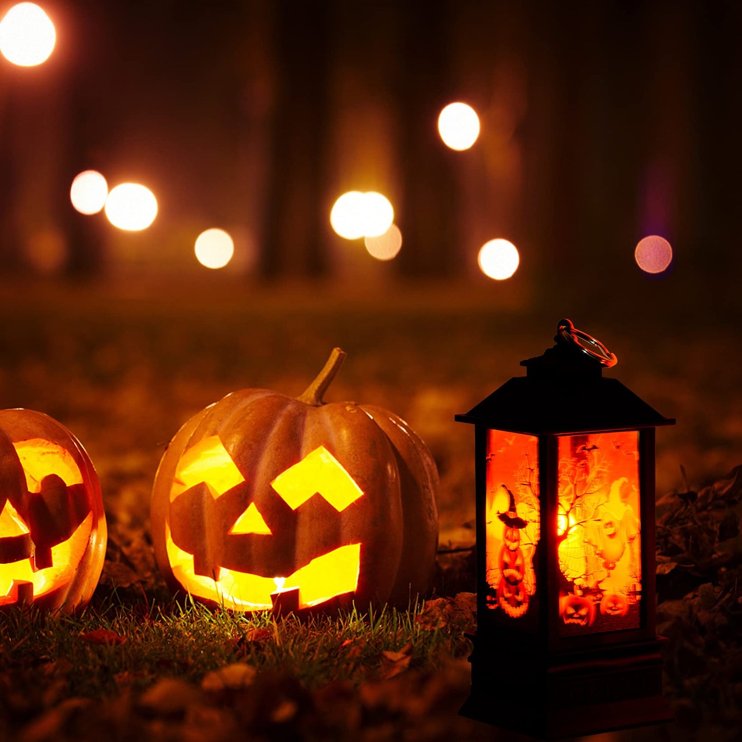 2 Pcs Halloween Decor Lantern,7.9x3.3in Portable LED Candle Lantern,Simulation Candle Flashing for Outdoor Indoor Halloween Decor Party Garden Supplies（Battery Not Included）