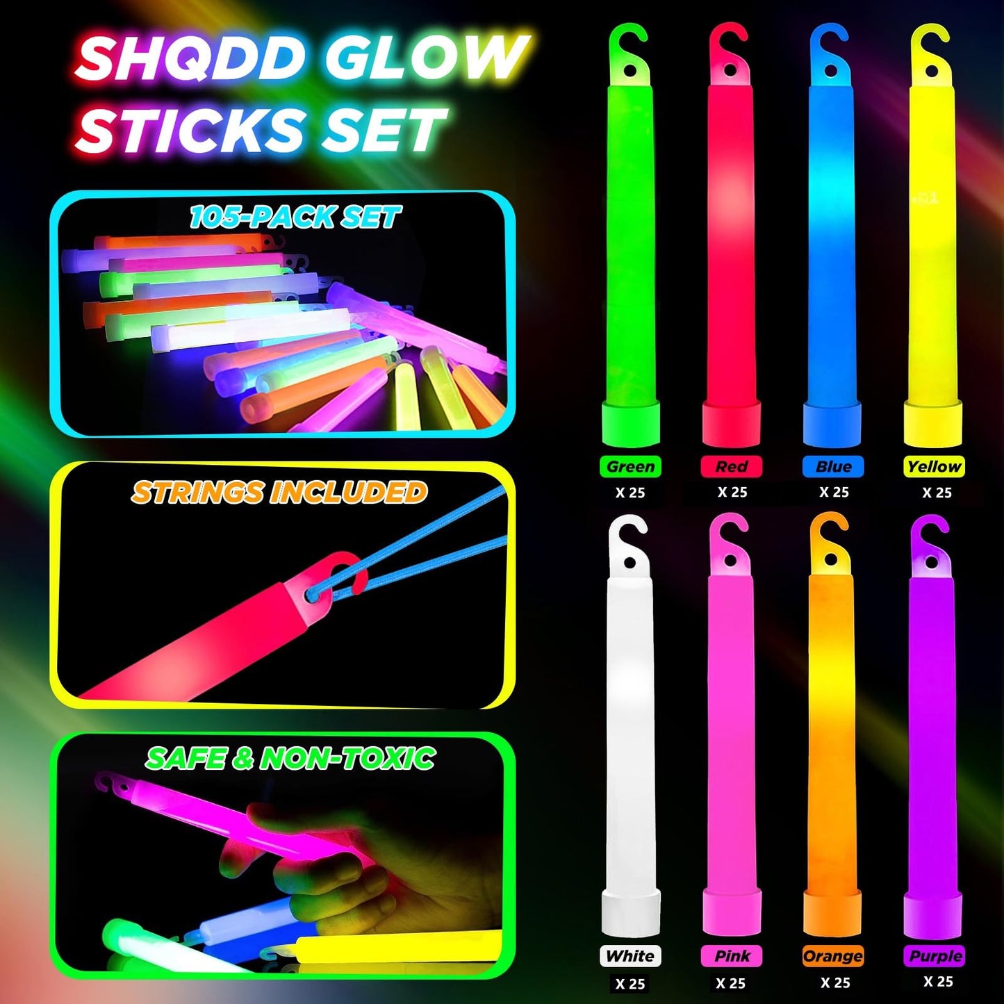 200Pcs Glow Sticks - 4 inch Glow In the Dark Sticks Halloween Party Favors, Waterproof Glow Sticks Lights Bulk Party Pack for Kids with 10 Hours Duration, Party Favors Light Stick for Halloween Party