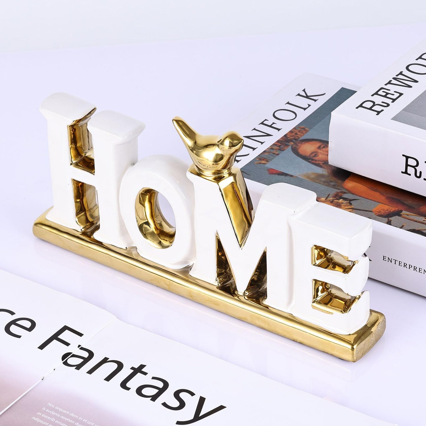 XMGZQ White and Gold Decor for Living Room Bedroom Bookshelf Coffe Table, Home Sign Aesthetic Statues Boho Wedding Accents Decorations, Knick Knacks Home Decor for Shelves,Living Room,Bedroom,Desktop