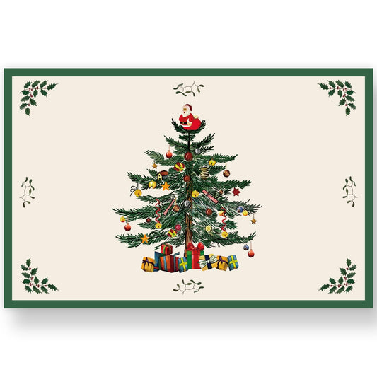 50 Pack Christmas Paper Place Mats Vintage Xmas Tree Gift Box Santa Placemats 11 x 17 Inch Retro Table Mats for Winter Holiday Birthday Dinner Table Setting