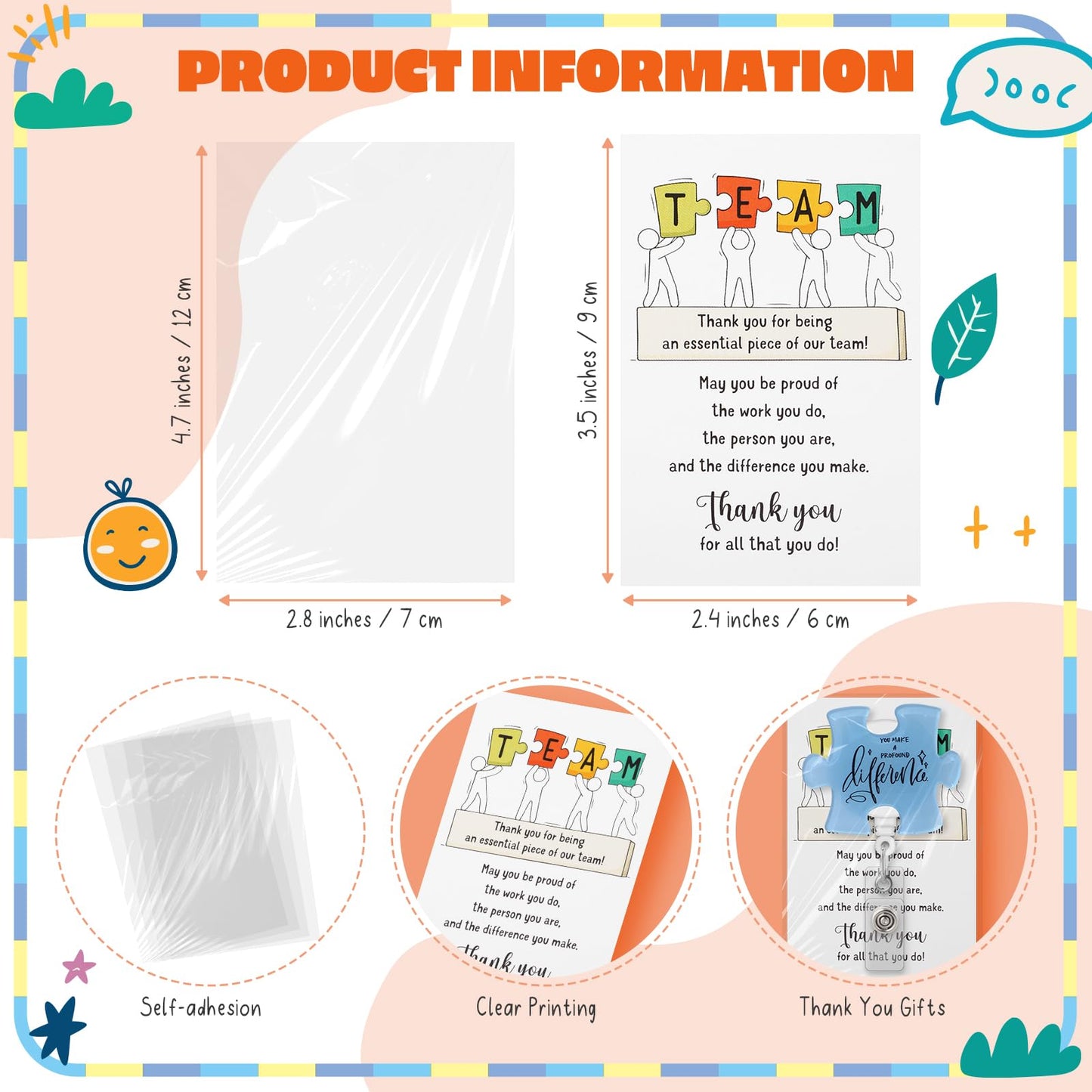 ReliThick 18 Set Employee Appreciation Gifts Bulk, Puzzle Badge Reel Set with Thank You Cards, Retractable ID Badge Holder for Nurse Teacher Staff Team Office Hospital School (Awesome Remider)