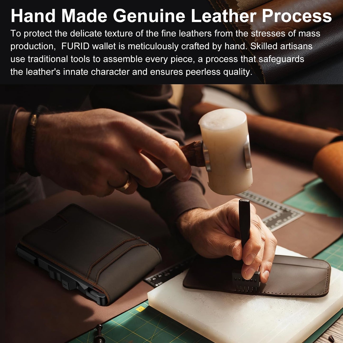 furid Genuine Leather Wallet for Men: Slim RFID Minimalist Wallets with Money Clip - Smart Pop Up Credit Card Holder for Front Pocket - Gifts for Husband Father on Birthday Anniversary