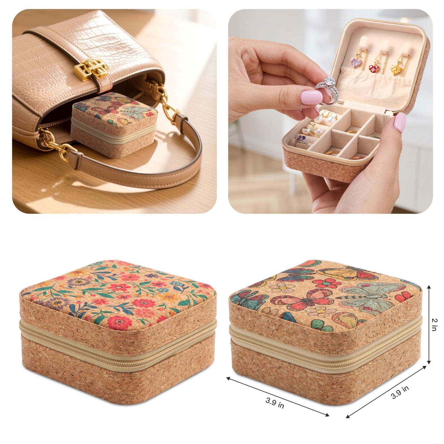 Charmory 2 Pack Travel Jewelry Case – Small Retro Print Jewelry Organizer Box, Portable PU Leather Mini Storage for Rings, Earrings, Necklaces, Bracelets – Gift for Women & Girls