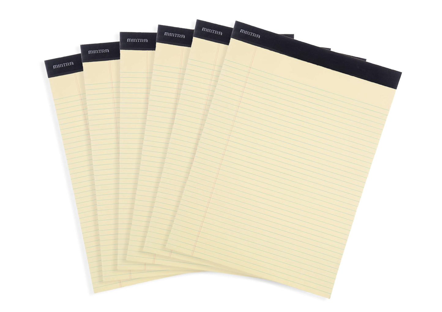 Mintra Legal Pad Bundle – 6 Pack 8.5"x11" Canary Yellow Narrow Ruled Legal Pads + 6 Pack 5"x8" Green Narrow Ruled Legal Pads, Micro-Perforated Writing Pads for Office, School & Note Taking