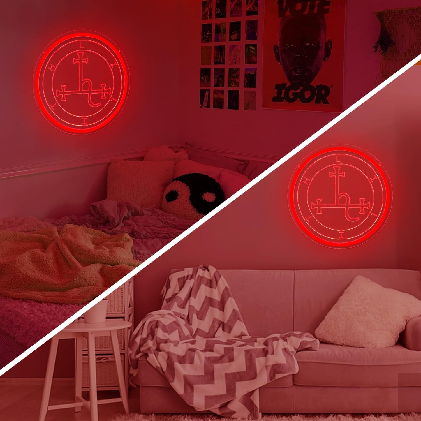 Vveikea Lilith Sigil Neon Sign Dimmable Sigil of Lilith Neon Lights Spiritual Wall Decor Goddess Lillith LED Sign Mythological Symbol Wall Art Gothic Witch Pagan Gifts