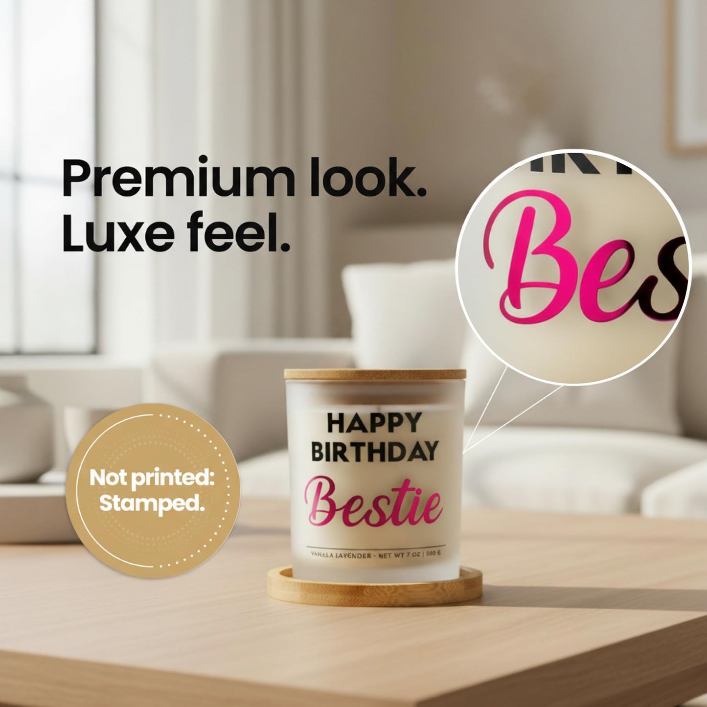 Wick and Wit Bestie Birthday Gifts for Women - Happy Birthday Bestie Gifts for Women Friend Friendship Soy Candle Gift Set for BFF Sister Coworker Vanilla Lavender Candle Ready to Gift Box