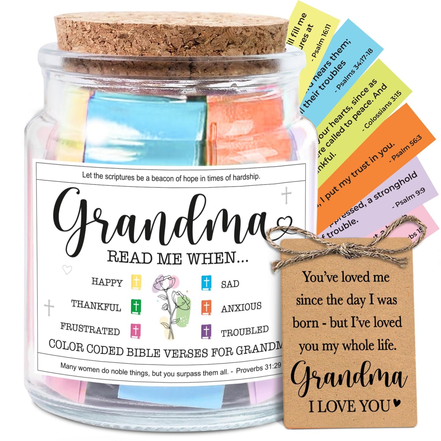 NewEleven Mothers Day Gifts For Grandma - Christian Gift, Grandma Birthday Gifts From Granddaughter, Grandson, Kids - Daily Encouragement, Inspirational Present - Bible Verse Jar