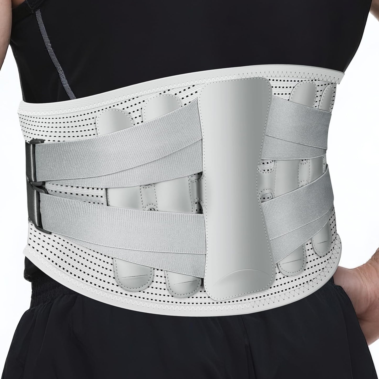Sohveta Lower Back Support Brace for Pain – Adjustable Lumbar Belt with 5 Steel Supports, Breathable Waist Support for Men & Women, Everyday Comfort, Gift Box (Gray)