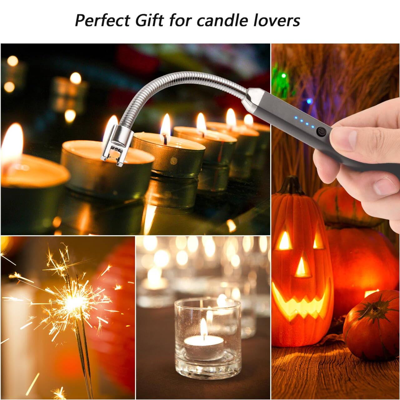 MEIRUBY Electric Candle Lighter, Valentine's Day Gifts for Women Mom Men Wife, USB Arc Rechargeable Windproof Long Lighter for Candle BBQ Birthday Housewarming Gift Idals