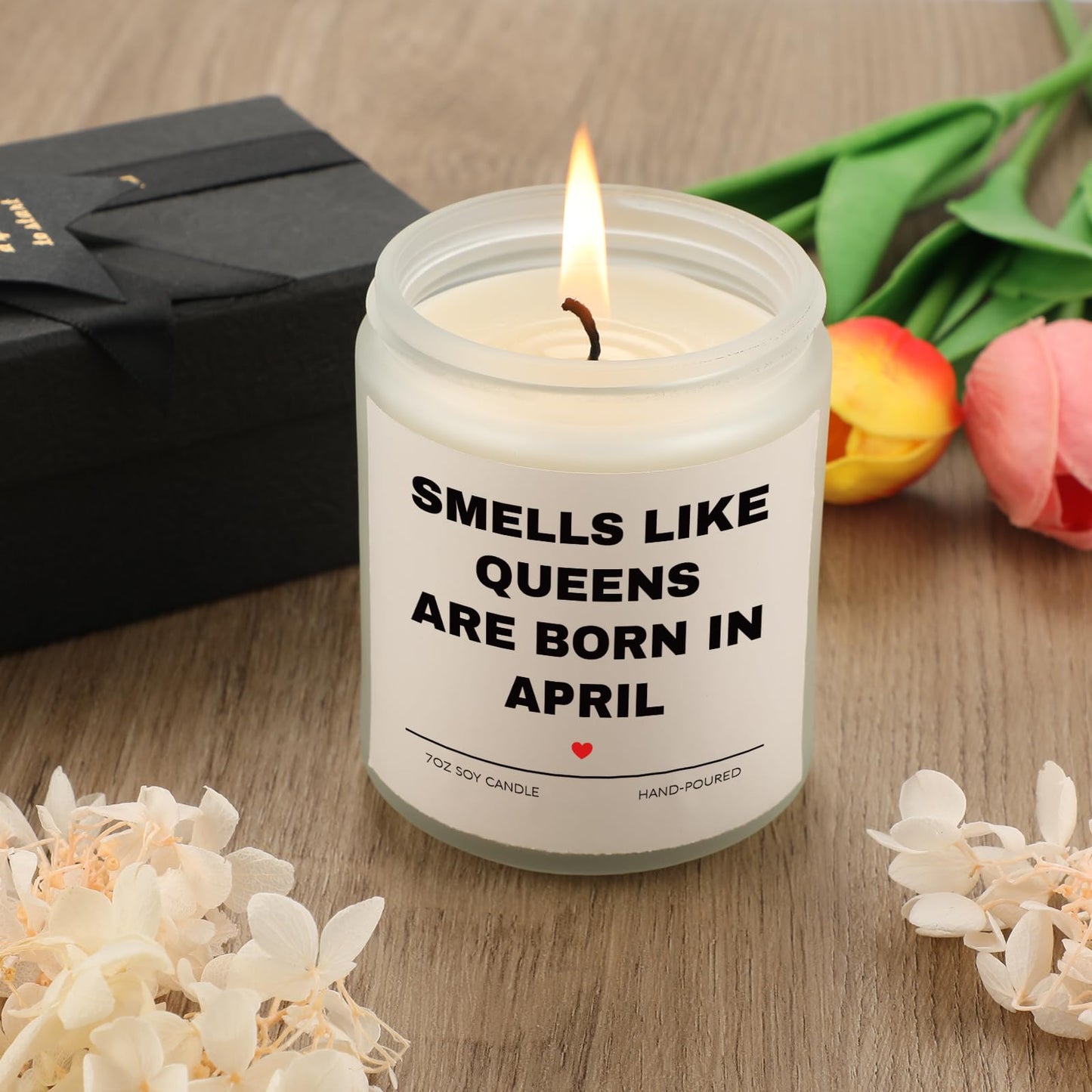 Aremdys Birthday Gifts for Women, April Candle for Queens are Born in April, 30th 40th 50th 60th 70th Happy Bday Gifts Idea for Women Sister Mom Friend from Men Sister Son Friends, 7OZ Scented Candle