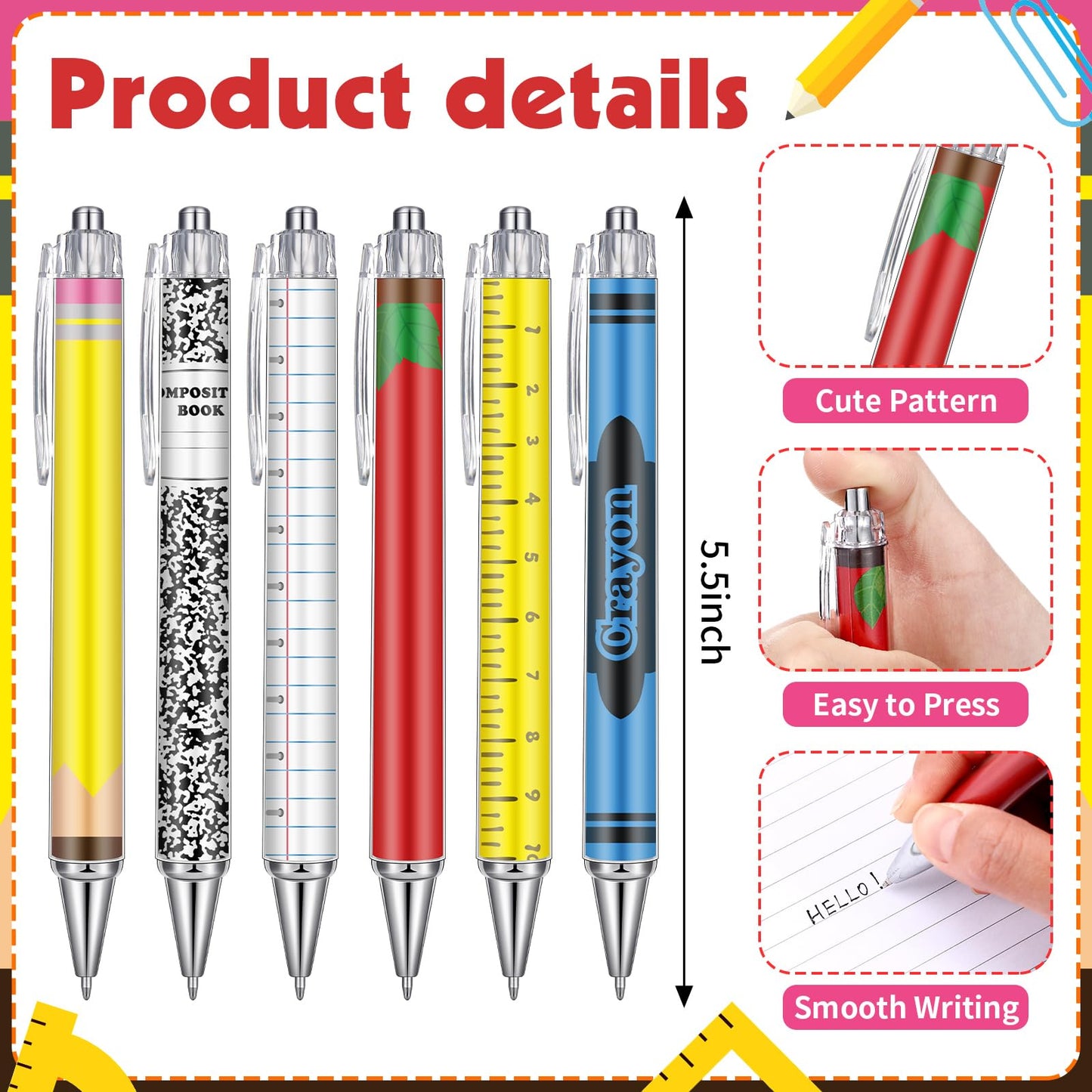 Honeydak 24 Set Composition Teacher Appreciation Gifts Bulk Thank You Teacher Gifts Bulk 24oz Tumblers Cute Composition Sticky Notes Ballpoint Pen for Mentor Lecturer Counselor School Psychologist