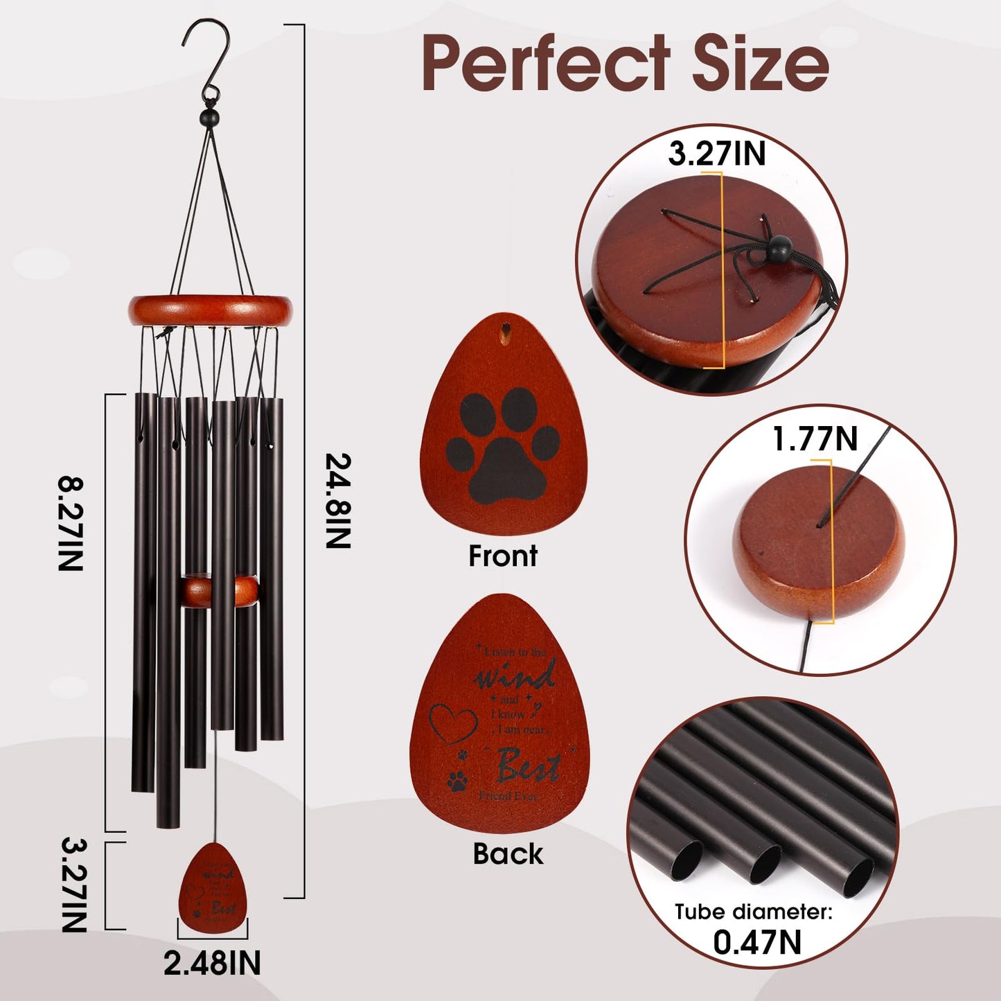 Pet Memorial Gifts for Loss of Dog Cat, Sympathy Gift for Pets Loss, Pet Memorial Wind Chimes, Dog Passing Away Bereavement, Remembrance Gift Basket for Friends Family
