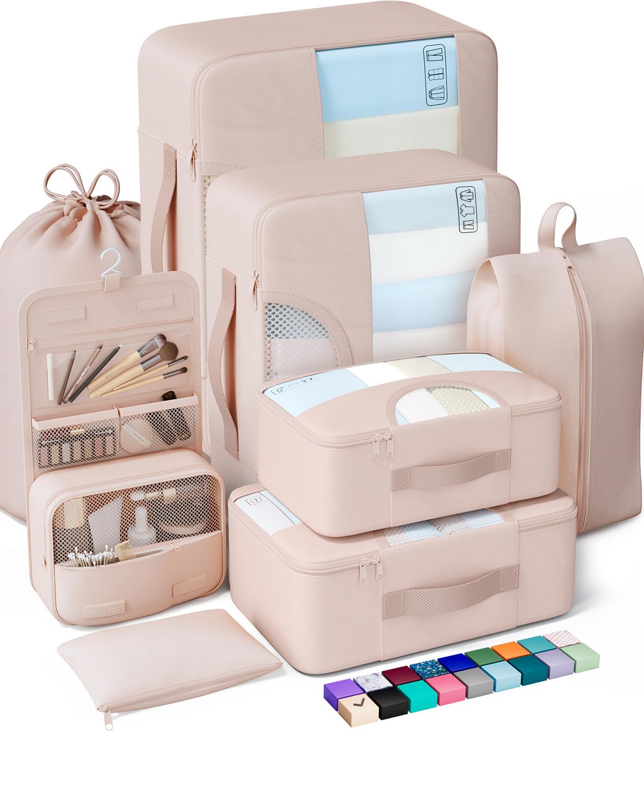 Veken 8 Set Packing Cubes, Cruise Ship Travel Essentials Accessories for Beach Vacation, Personalized Gifts for Women Mom Her, Suitcase Organizer Bags for Luggage with Hanging Toiletry Bag