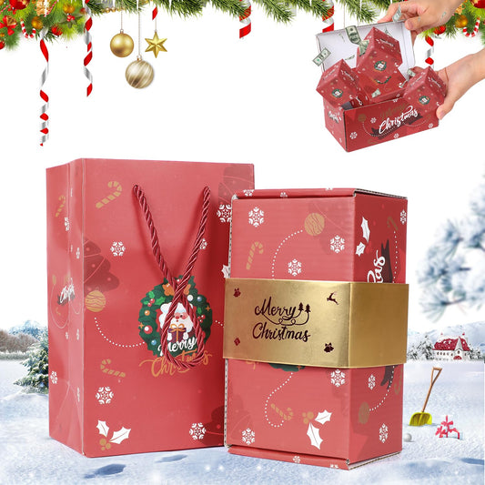 Surprise Gift Box Explosion for Money, Unique Folding Bouncing Red Envelope Gift Box with Confetti for Birthday Anniversary Valentine Proposal (12 Bounces)(Red)