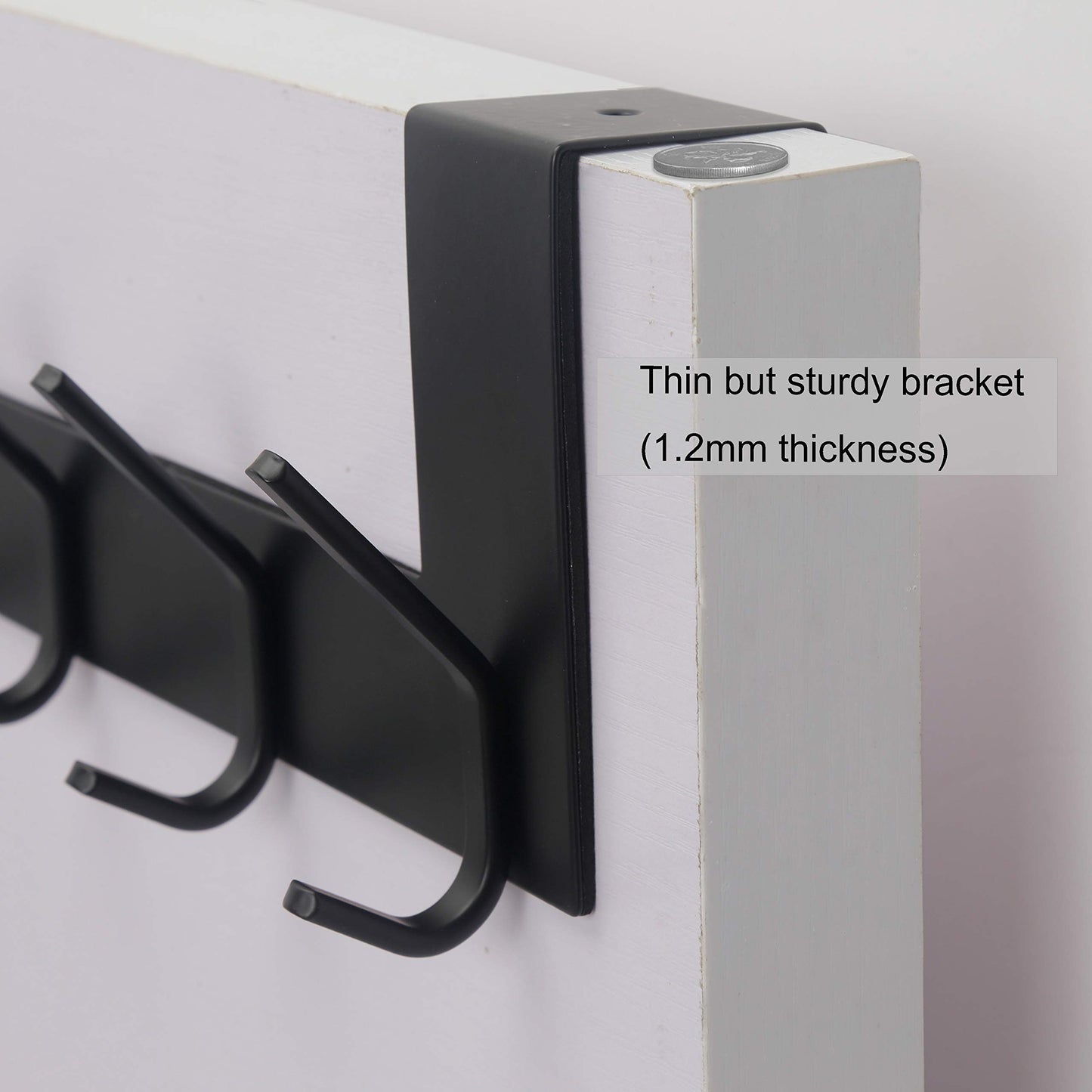 WEBI Over The Door Hooks Door Hanger,Over The Door Towel Rack with 6 Hooks for Hanging,Door Coat Towel Hanger Door Coat Rack,Black