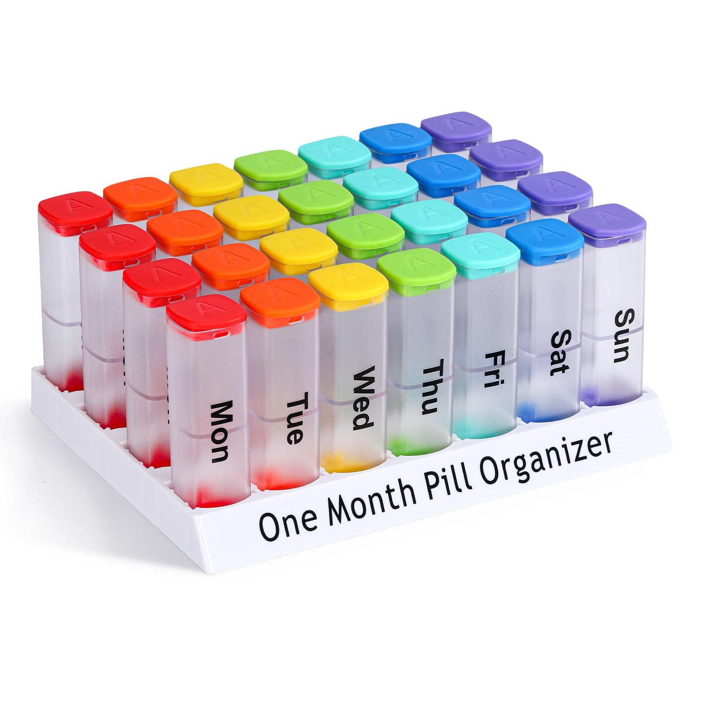 CAidRE Monthly Pill Organizer 2 Times a Day - 28 Day Pill Box AM PM, Clear One Month Pill Case for Vitamins, Supplements, Medications - Daily Medicine Organizer for Home & Travel