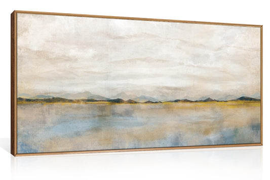 HLNIUC Large Abstract Horizontal Wall Art,Neutral Distant Mountain Wall Decor 20x40, Watercolor Beige Dusty Nature Landscape Painting, Modern Pastel Scenery Art Prints for Living Room, Bedroom, Office