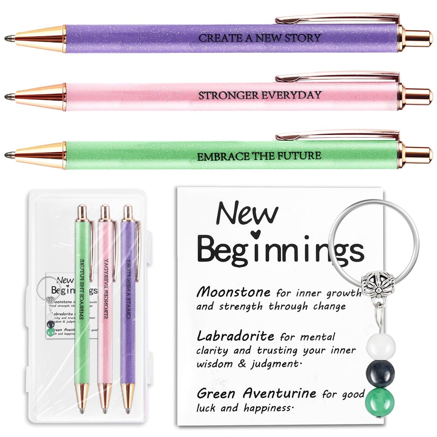 Going Away Gifts for Coworkers Women New Beginning Gifts Farewell Gift Crystal Keychain Fancy Pen Set Divorce Gift Goodbye Present Inspirational Encouragement Leaving Job Presents Office Present