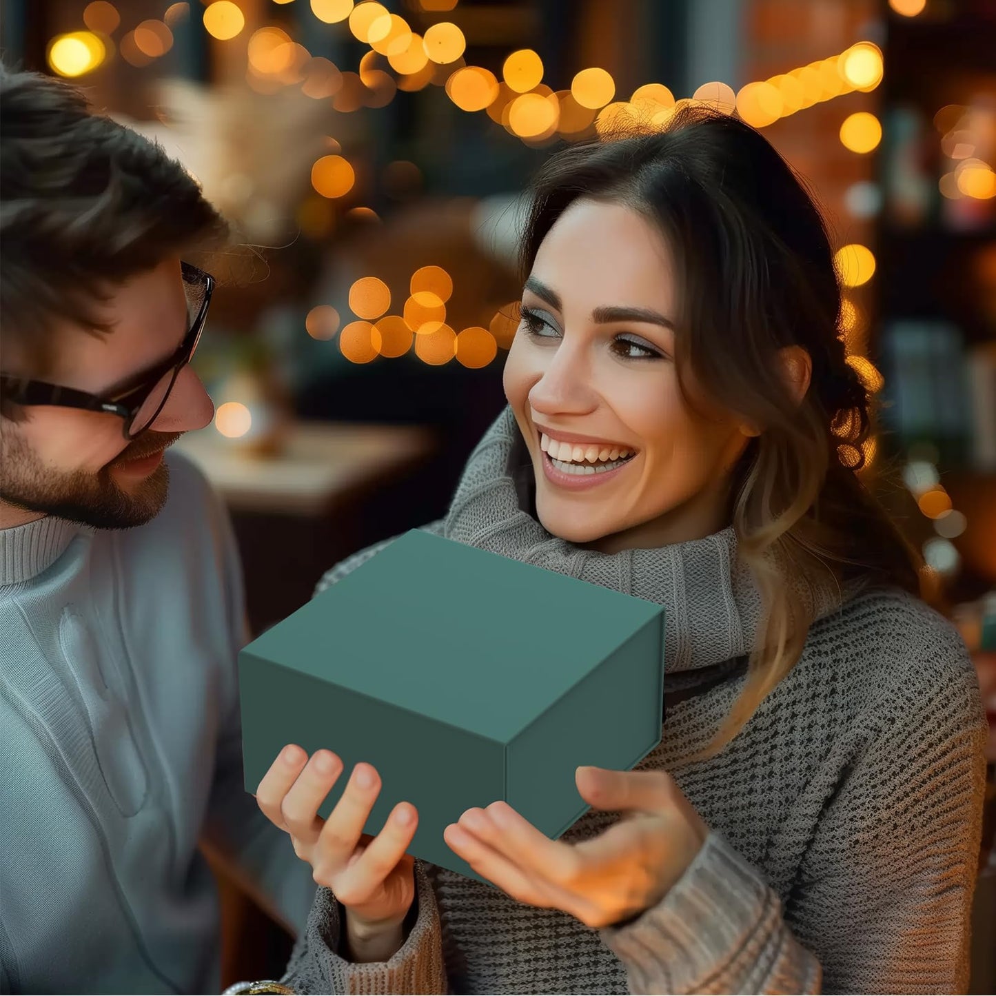 Gift Box 8x8x4 Inch with Magnetic Closure Lid Green Gift Boxes For Presents,Bridesmaid Gifts Box,Birthday Gift box,Luxury for Gift Packaging, Magnetic Gift Box for Wrapping Gifts(Green)