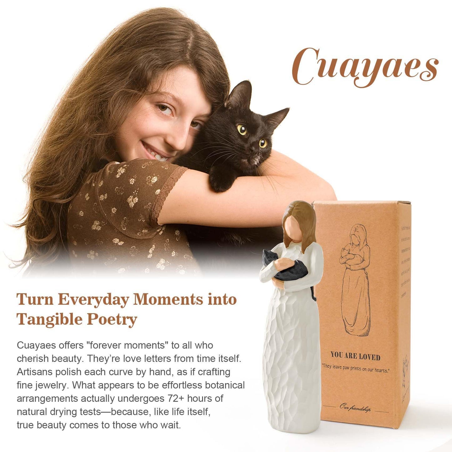 Cuayaes Black Cat Memorial Gifts for Women, Resin Cat Figurines Decor for Cat Lovers, Pet Friendship Guardian Angel Statue, Loss of Cat Sympathy Gift Remembrance Gifts for Cat Mom