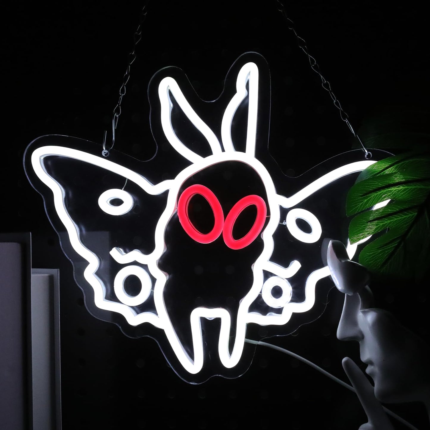 WLFLXG Mothman Neon Sign for Wall Decor, Dimmable Cryptid Led Neon Light for Kids Room Man Cave Decoration, USB Power Neon Lights for Bedroom Party Birthday Gifts