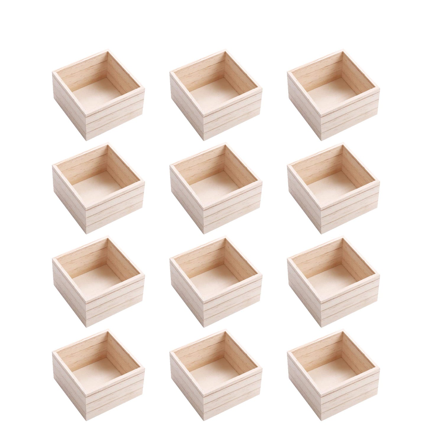 CALPALMY (12 Pack 4'' x 4'' Rustic Wooden Box Storage Organizer Unfinished Small Craft Wooden Box for Collectibles Home Venue Decor Succulents