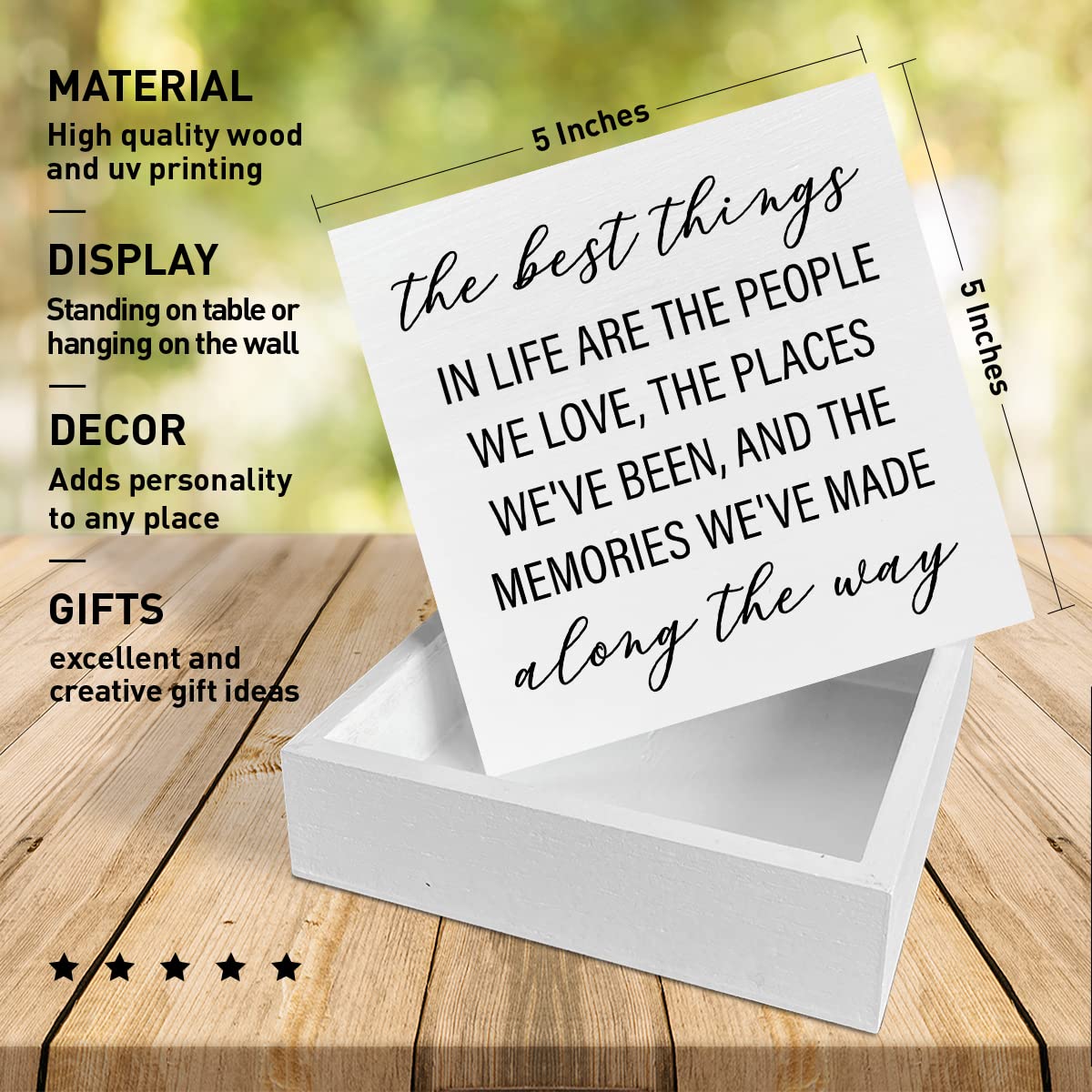 Home Office Desk Wooden Box Sign Decor, The Best Things in Life Are The People We Love, Inspirational Quotes Desk Decor Motivational Decorations for Women Men Student Office Classroom School