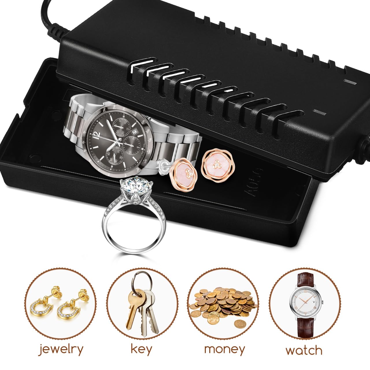 DOITOOL Fake Charger Secret Hiding Containers: Money Hider Safe Hidden Storage Box Cash Jewelry Money Storage Container Hider Safe Box for Travel, Home, Office (Black)