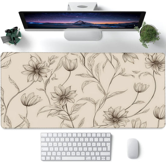 XXL Mouse Pad,Minimalist Flowers Large Gaming Mouse Pad,Abstract line Floral Desk Mat for Desktop,Extended Big Computer Keyboard Desk Pad with Non-Slip Base and Stitched Edges 35.4"x15.7"