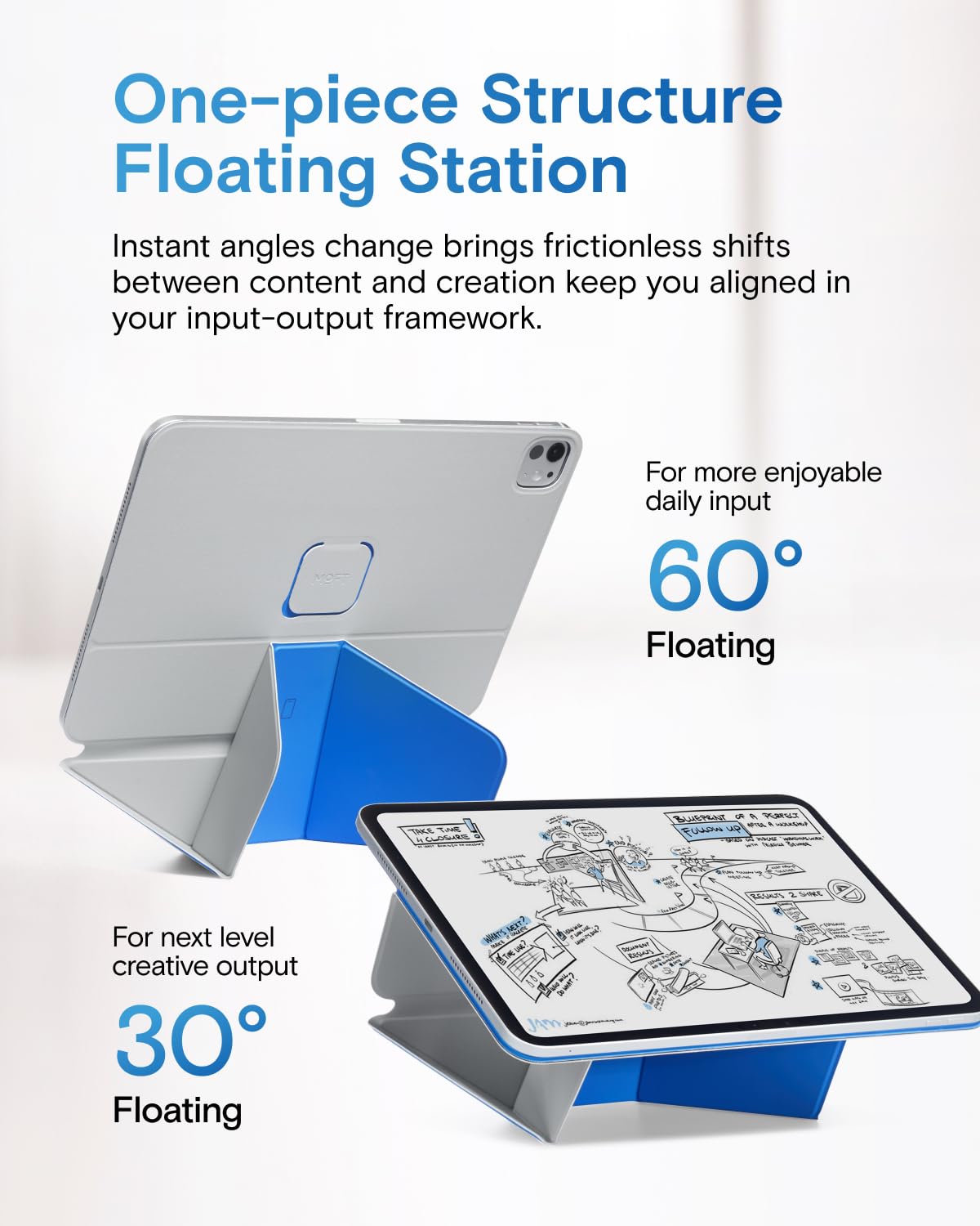 MOFT Dynamic Folio Tablet Stand for Desk Compatible with iPad Air 13-inch (M4 2026 /M3 2025 / M2 2024), Slim Magnetic Tablet Holder Case with 20+ Viewing Angles, Cement x Sapphire