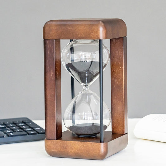 Large Premium Walnut Hourglass,60 Minutes Sand Timers,Hour Glass with Sand Timer for Gift,Hourglass Decor for Home, Desk,Office, Wedding Decor(Black)