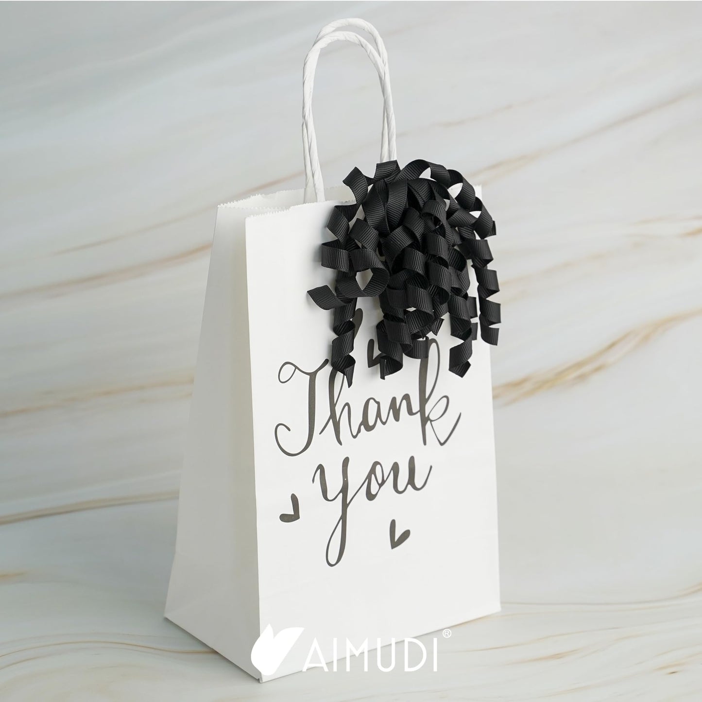 AIMUDI Black Bows 4" Black Burst Bows Self Adhesive Curly Ribbon Bows for Gift Wrapping Grosgrain Ribbon Twist Tie Bows for Treat Bags Gift Bags Christmas Wedding Party Decorations - 6 Counts