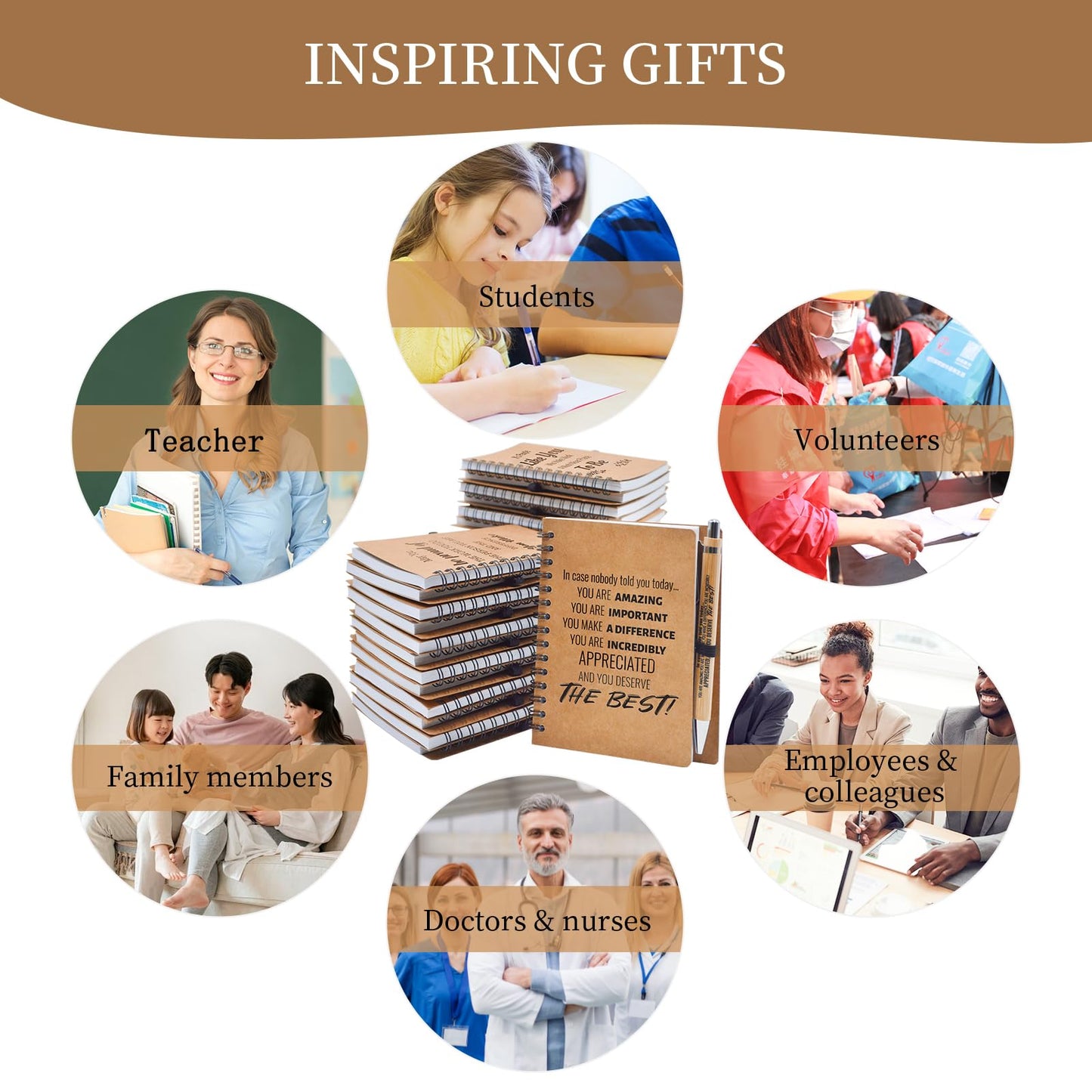 60 Pcs Employee Appreciation Gifts Bulk -30 Sets of Inspirational Notebooks with Motivational Pens, Small Notepads for Coworkers, Office Staff, Team, Volunteer, Group, Teachers, Thank You Gifts