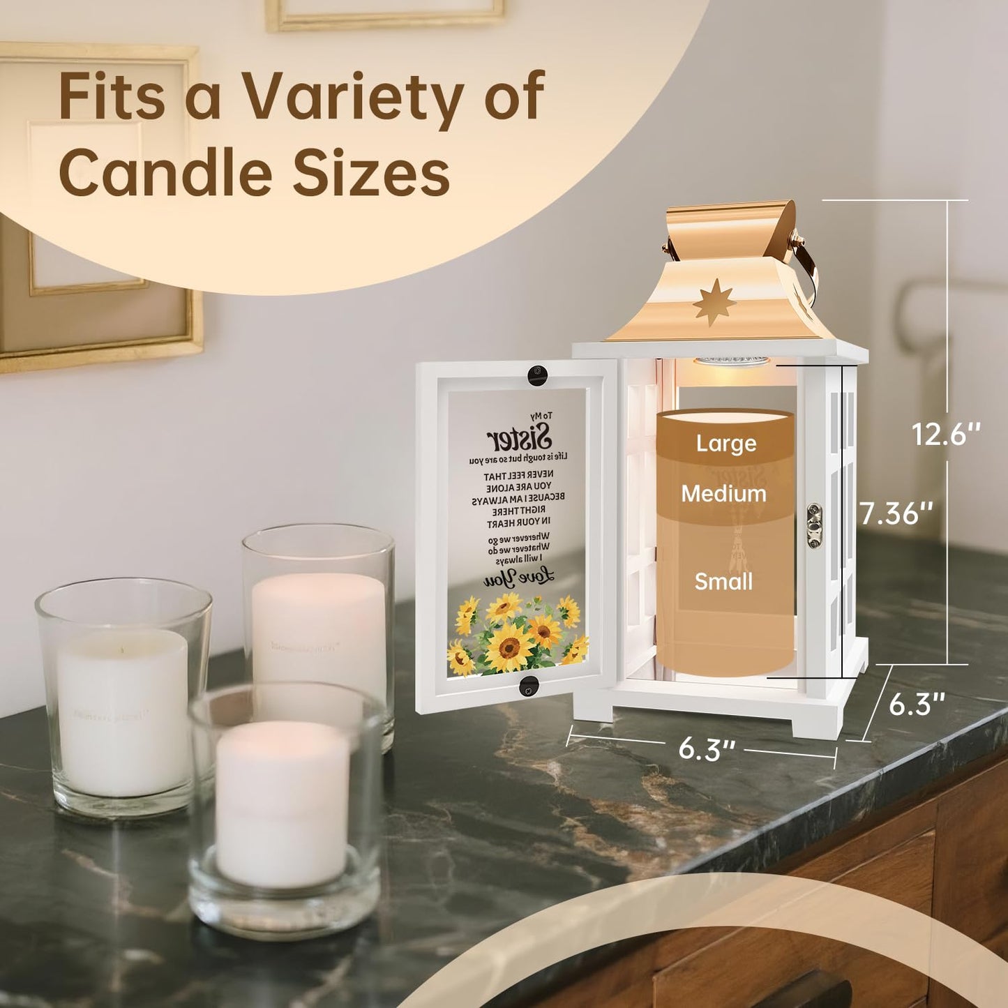 Nowizen Sister Gifts from Sister, Candle Warmer Lamp Lantern with Timer, Christmas Birthday Gifts for Sisters from Sisters - Thanksgiving Gifts