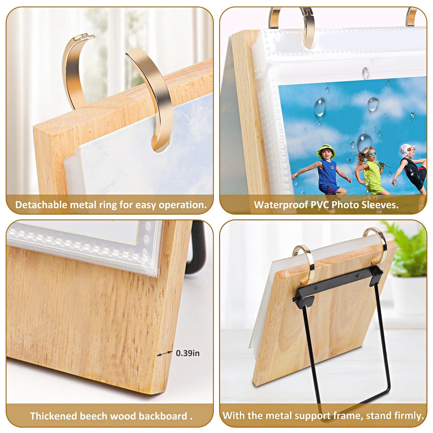 ZEEYUAN 4x6 Picture Frame Desktop Display 4x6 Desk Flip Photo Album on Stand 60 Pockets, Mother's Day Gift for Mom from Daughter Son Desk Photo Book Gifts for Mother Father Grandma