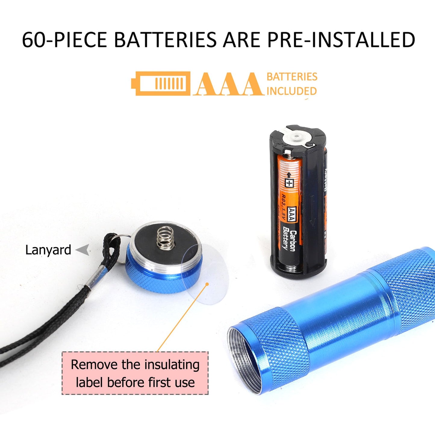 FASTPRO 20-Pack Aluminum 6-LED Flashlights Set with Lanyard and AAA Batteries Included and Pre-Installed