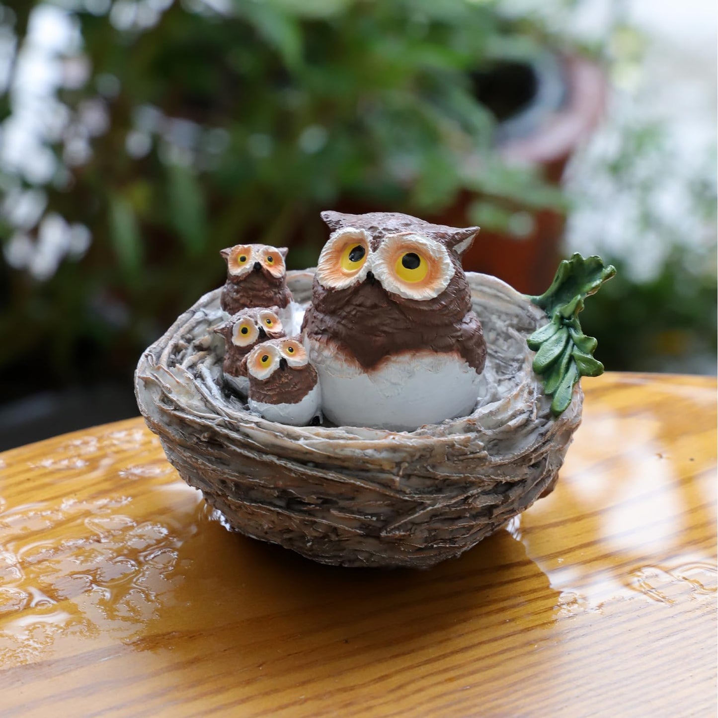 Resin Owl Family Nest Figurine, Cute Owl Garden Figurine Home Office Decor, Rustic Farmhouse Decor for Shelf - Thank You Gifts for Mom Grandma