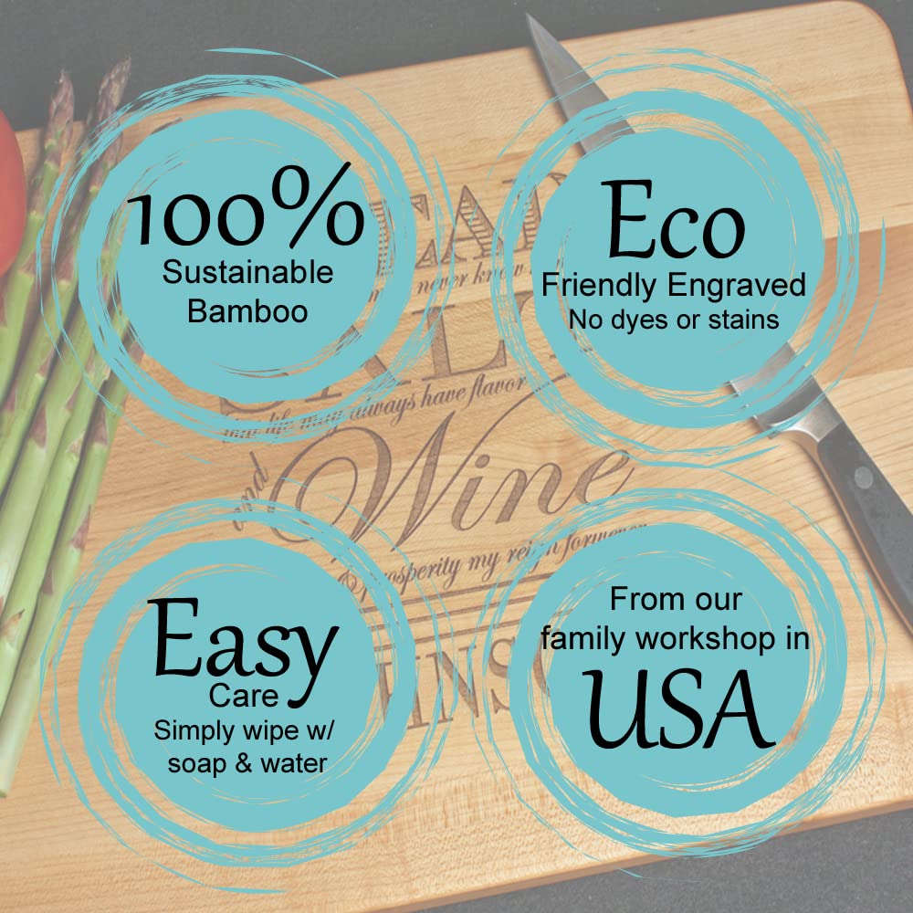 Bread Salt Wine Engraved Wood Cutting Board Charcuterie Display with Poem Quote from It's a Wonderful Life Housewarming or Realtor Closing Gift Idea 9.5 x 13"