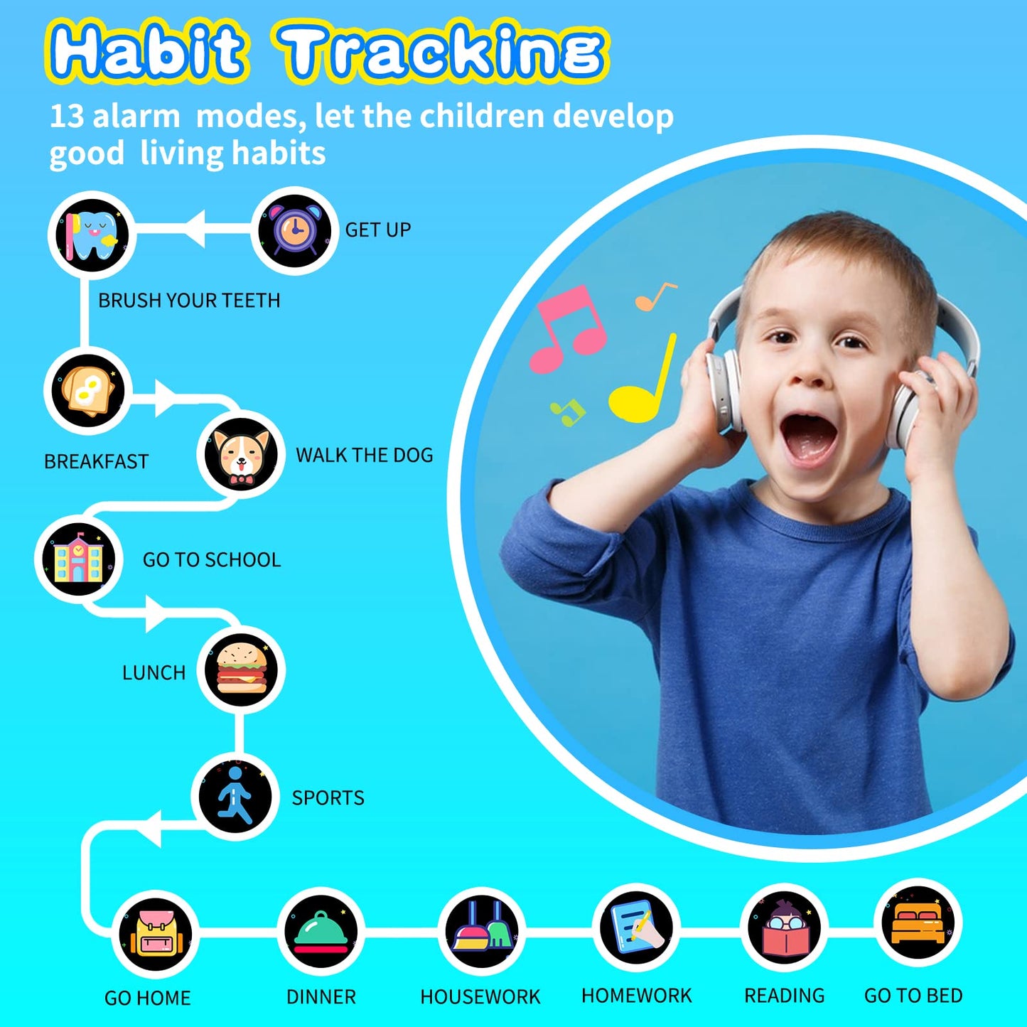 Cosjoype Upgrade Kids Smart Watch for Kids with 39 Puzzle Games HD Camera Video MP3 Player Habit Tracking Pedometer Flashlight 12/24 hr Kid Watches Gift for 4-12 Year Old Boys Toys for Kid