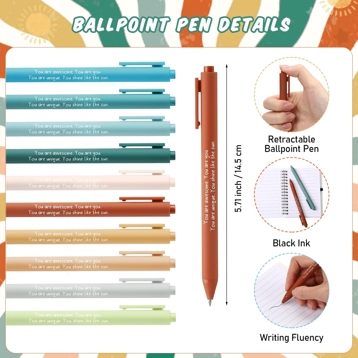 Janlaugh 40 Pcs Mental Health Gifts for Women Men Self Care Items Bulk Include 20 Mental Health Notebook with Sticky Note 20 Positive Pens Affirmation Journals Wellness Gifts for Coworkers Teachers
