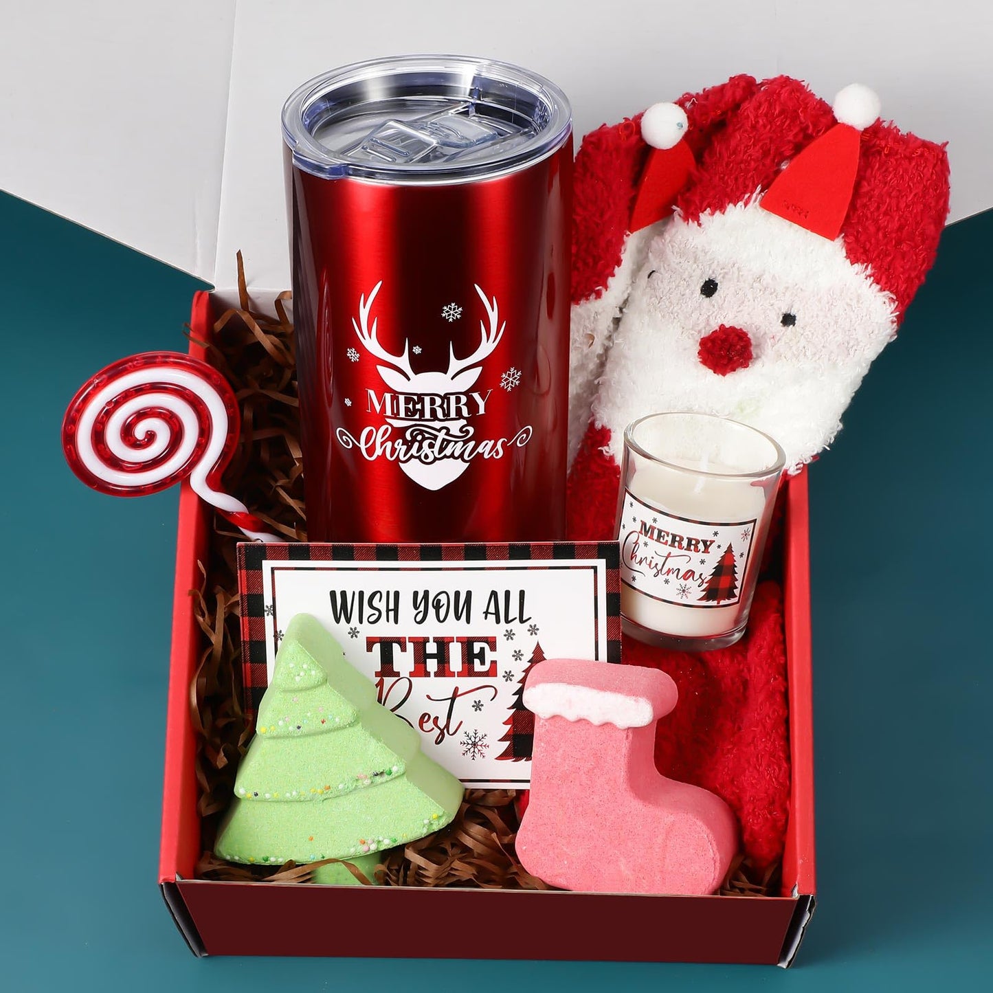Ziliny 11 Pcs Christmas Gift Sets for Women Xmas Spa Basket Set for Her Merry Christmas Tumbler Gifts for Coworker Mom Girlfriend Grandma Wife Sister Friend Coworker Teacher