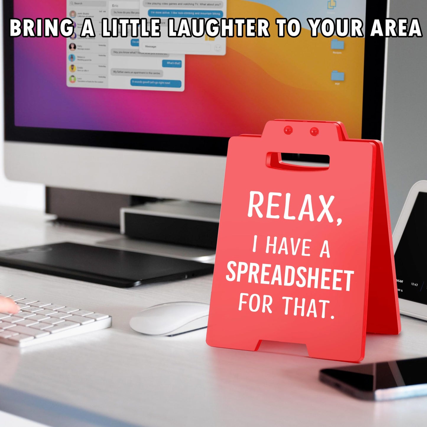 Funny Office Desk Decor for Women, Office Gag Gifts for Coworker Employee Colleague Boss Lady Secretary Accountant, Bosses Day Gifts for Women, Funny White Elephant Gift, Cubicle Accessories Red Sign
