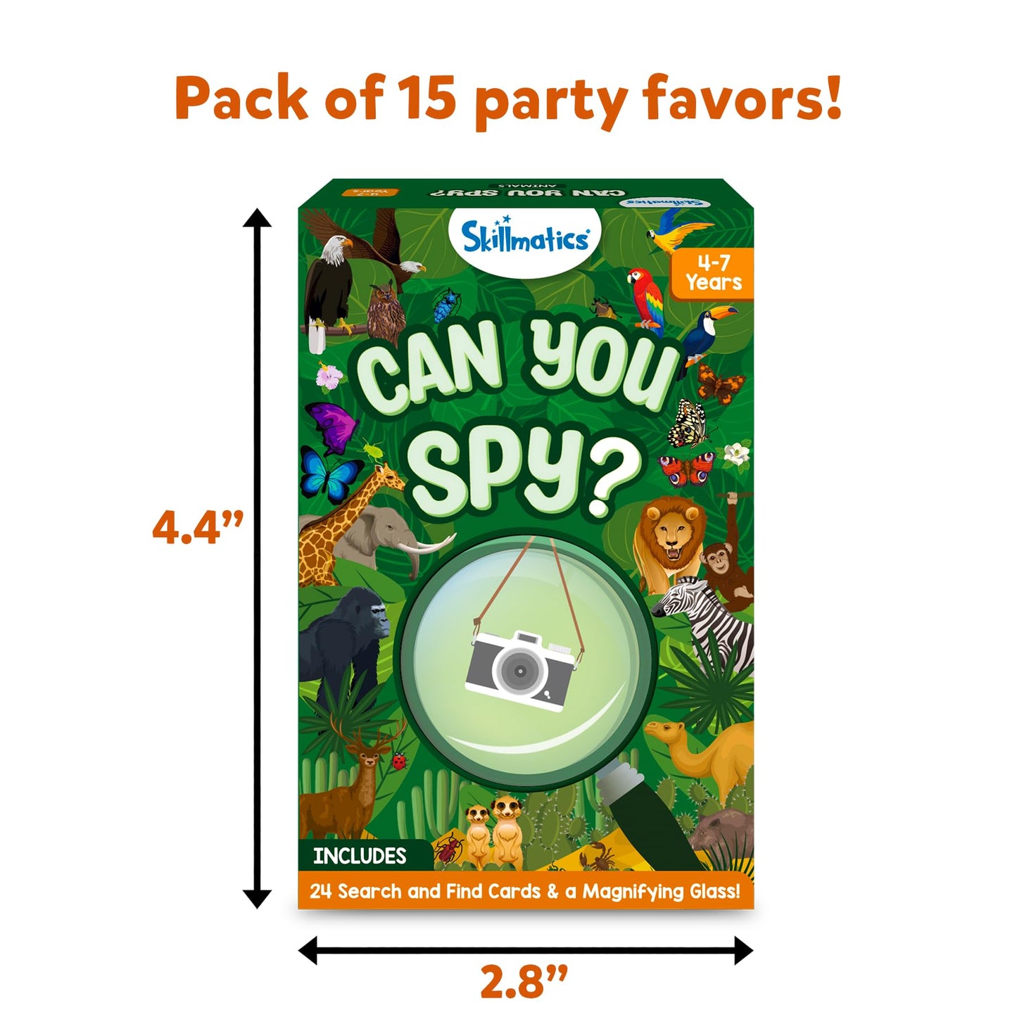 Skillmatics Party Favors (Pack of 15) - Can You Spy Animals Card Set, Search & Find Game for Kids, Goodie Bag Toy & Educational Gift for Girls & Boys Ages 4, 5, 6, 7