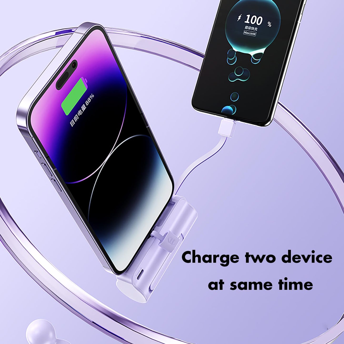 CooLuzer Mini Power Bank,Capsule Power Phone Charger 5500mAh,Portable Charger with Dual USB-C Ports for iPhone 17/16/15/15 plus/15 pro/15 pro Max/Android Phone/Samsung/Moto/LG etc (White)