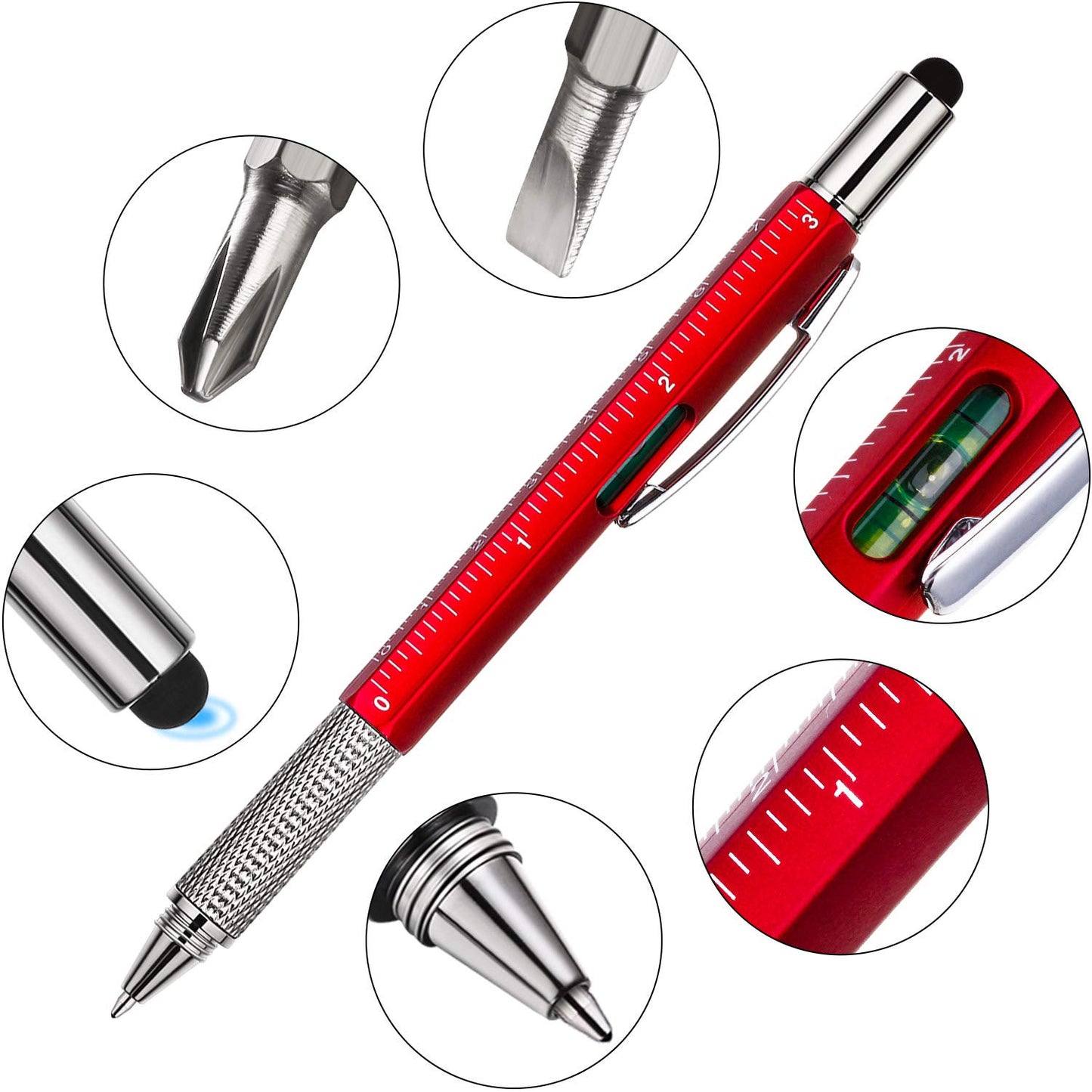 Zhanmai 16 Pcs Multitool Pens 6 in 1 Multi-tool Pen Set for Father's Day Bulk Tool Pen Gifts with Screwdriver Refills Ruler Level Gauge for Adult Men Dad Husband Birthday (Multi-color)