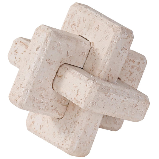 Dneuoir 3-Link Knot Resin Travertine Decor, Coffee Table Decor, Book Shelf Entry Table Decoration, Boho Decorative Objects, Aesthetic Accents for Modern Rustic Office Living Room Home Décor