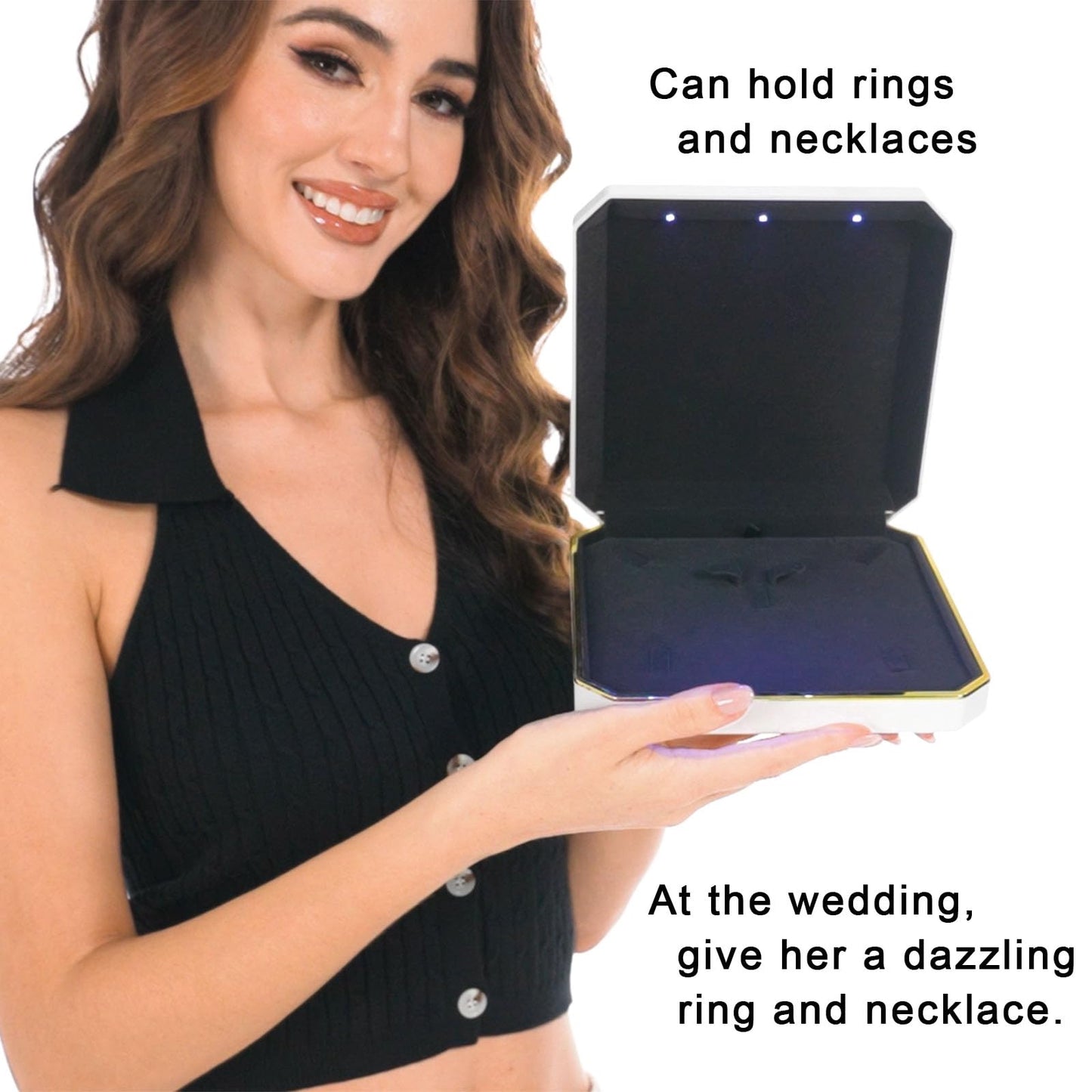 HSLFUAI Large Necklace Box, Necklace Gift Box with Led Light,Jewelry Box for Necklace,Jewelry Gift Box for Wedding, Birthday, Valentine' Day, Mother'S Day, Christmas